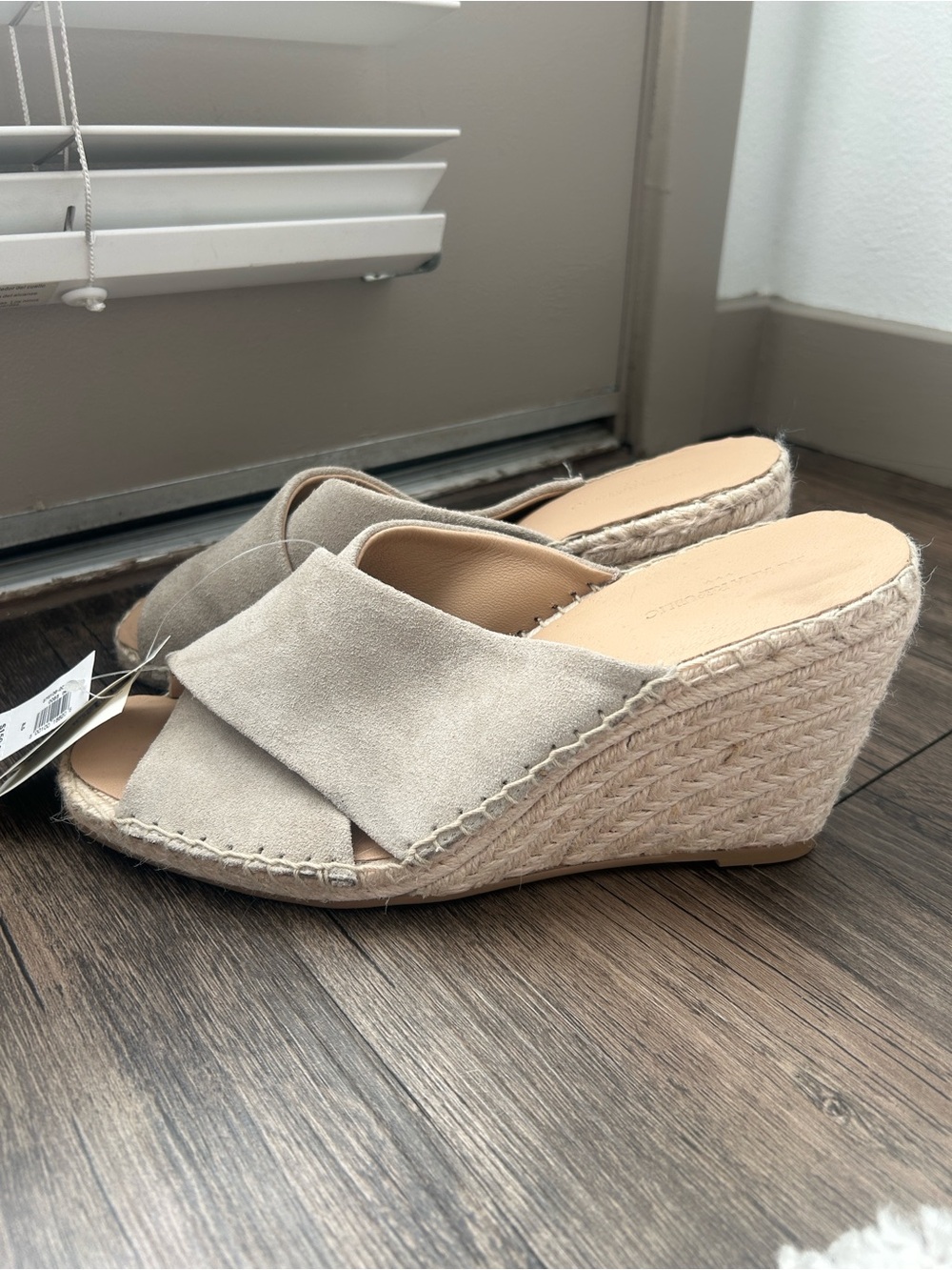 Banana Republic Beige Suede Espadrille Wedge Mules